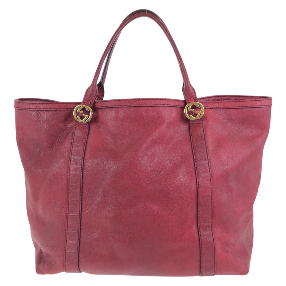 Gucci Tote Bag 336756 leather Red Gold Metal Tote Bag Shoulder Bag Interlocking Women