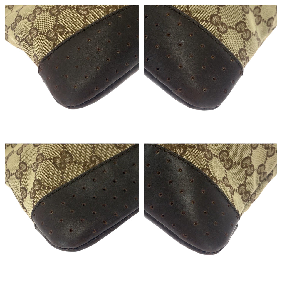 Gucci Shoulder Bag 145857 GG canvas Beige Brown SilverMetal Shoulder Bag Sacoche punching Women
