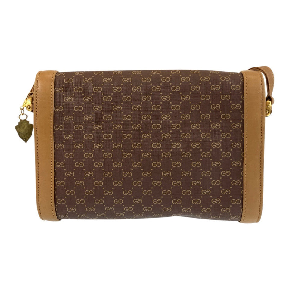 Gucci Shoulder Bag 001 414 1161 PVC, Leather Brown Gold Metal Shoulder Bag pochette Micro GG Old Gucci Women
