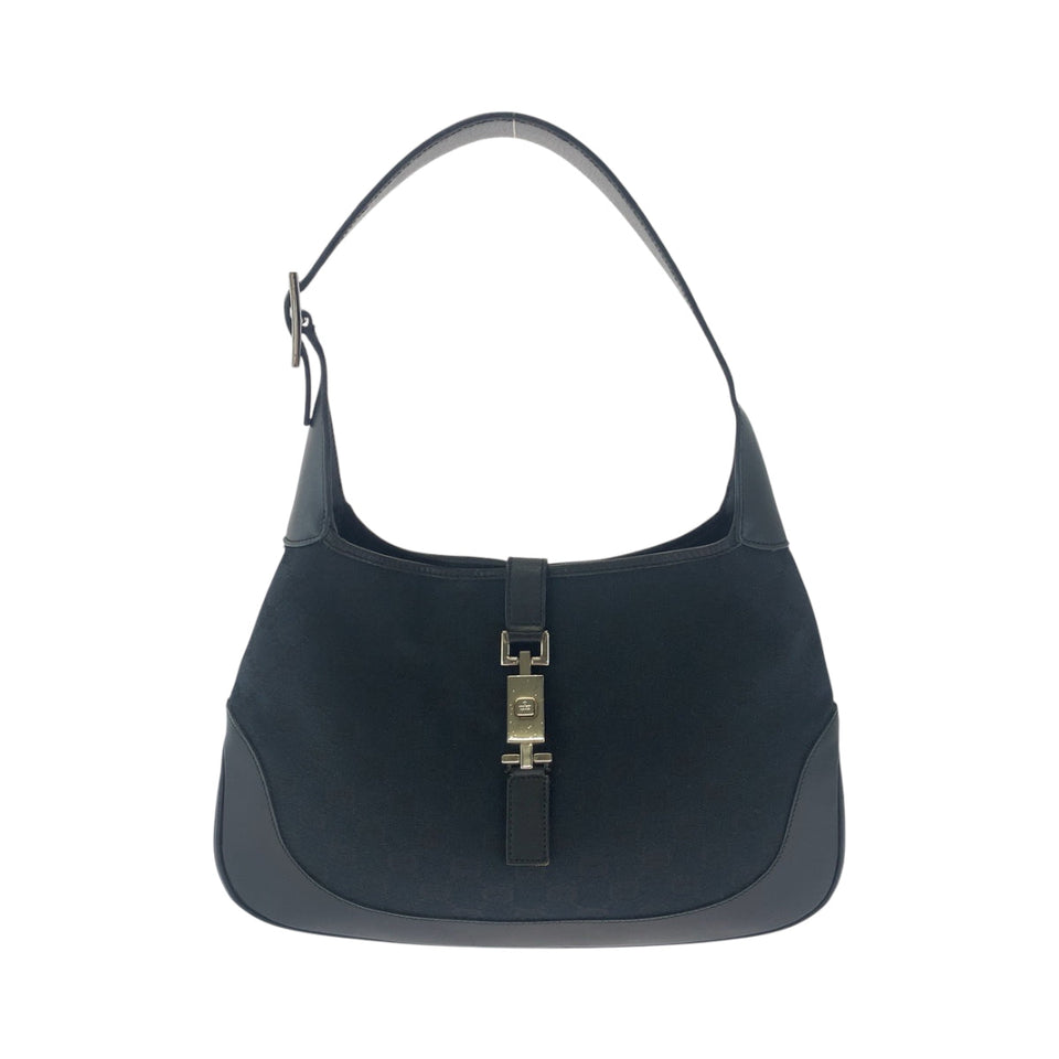 Gucci Shoulder Bag GG canvas Black GoldMetal Hobo Shoulder Bag Jackie Women