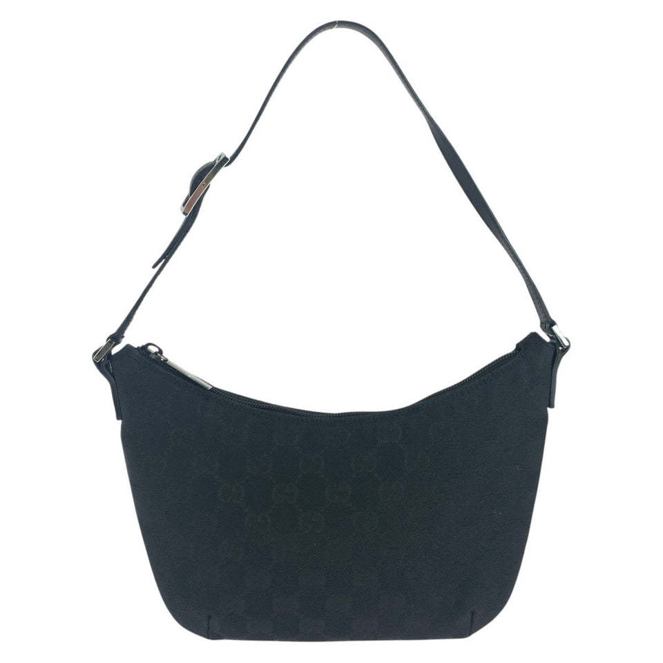 Gucci Shoulder Bag 32160 GG canvas, leather Black Silver Metal Women