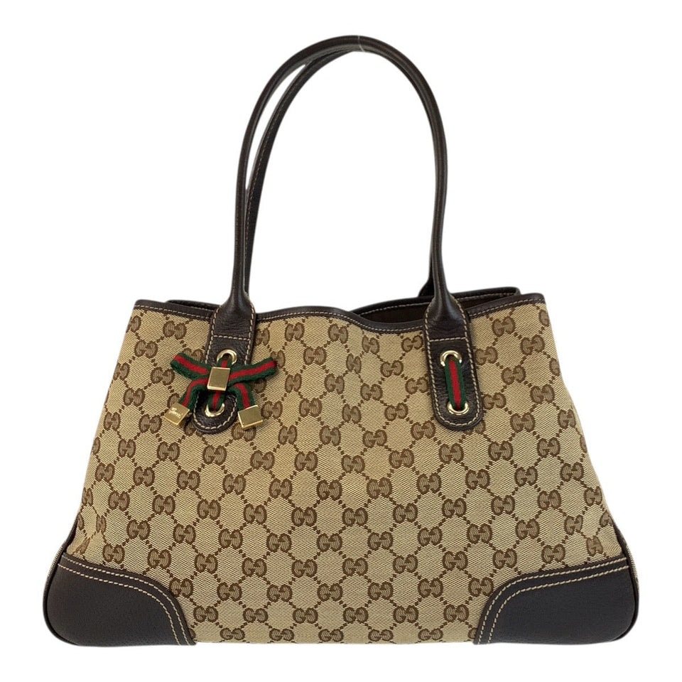 Gucci Tote Bag 163805 GG canvas, leather Beige Brown Gold Metal Tote Bag Shoulder Bag Prince Shelley Line Women
