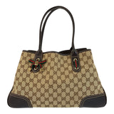 Gucci Tote Bag 163805 GG canvas, leather Beige Brown Gold Metal Tote Bag Shoulder Bag Prince Shelley Line Women