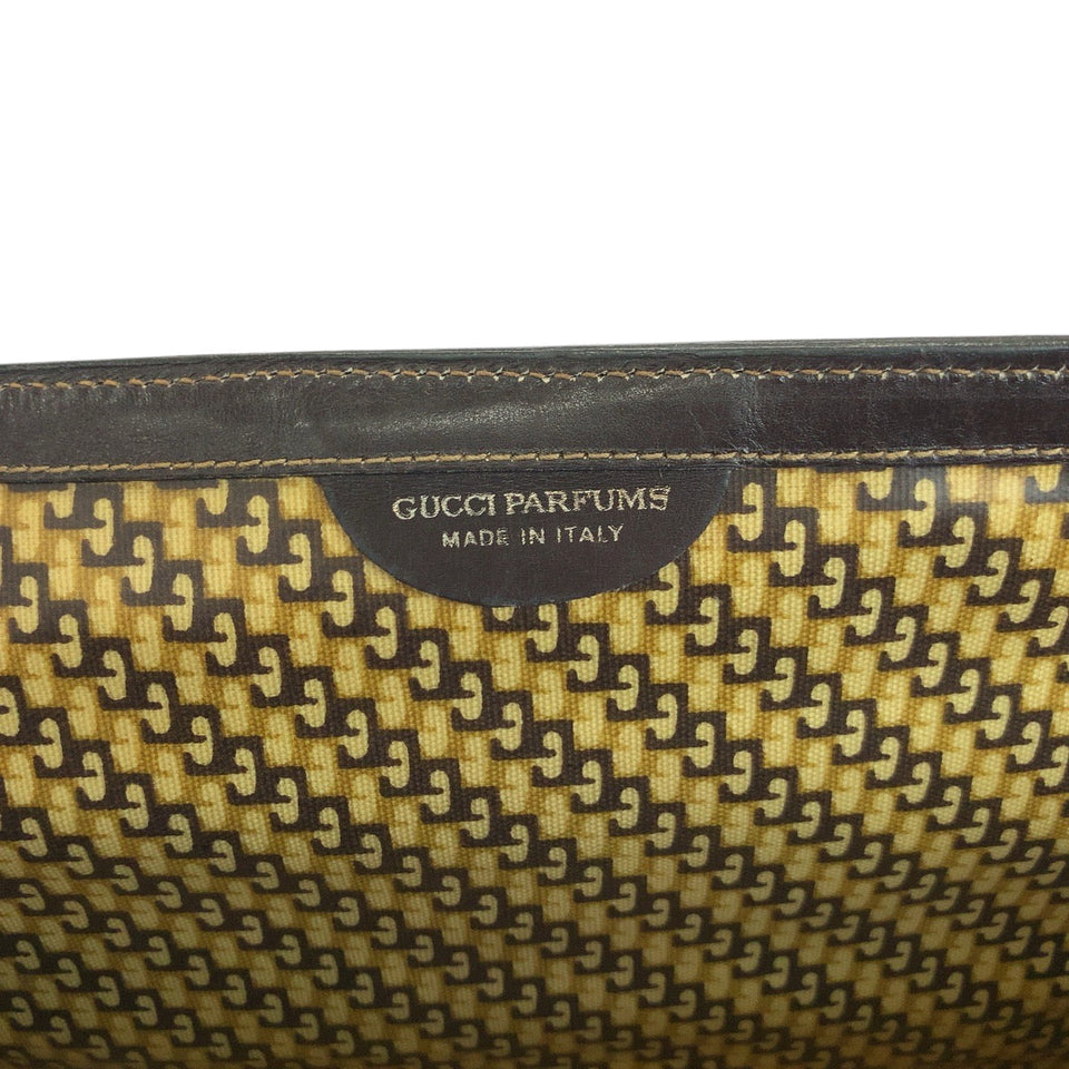 Gucci Clutch bag Suede, Leather Brown Red Green GoldMetal Clutch bag business bag Gucci PARFUMS Old Gucci Sherry Line Women