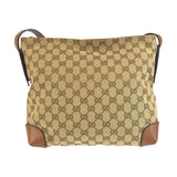 Gucci Shoulder Bag 337598 GG canvas, leather Beige Brown SilverMetal Shoulder Bag Messenger bag Women
