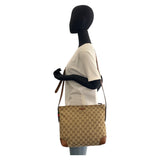 Gucci Shoulder Bag 337598 GG canvas, leather Beige Brown SilverMetal Shoulder Bag Messenger bag Women