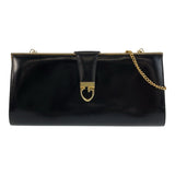 Gucci Shoulder Bag leather Black GoldMetal ChainShoulder Bag Old Gucci Women