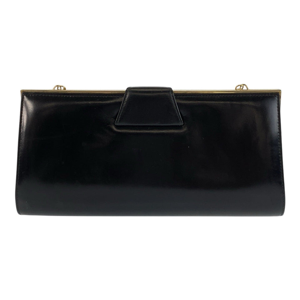 Gucci Shoulder Bag leather Black GoldMetal ChainShoulder Bag Old Gucci Women