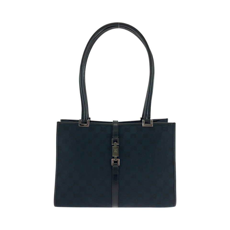 Gucci Shoulder Bag 002 1073 GG canvas Black SilverMetal Shoulder Bag handbag Jackie Women