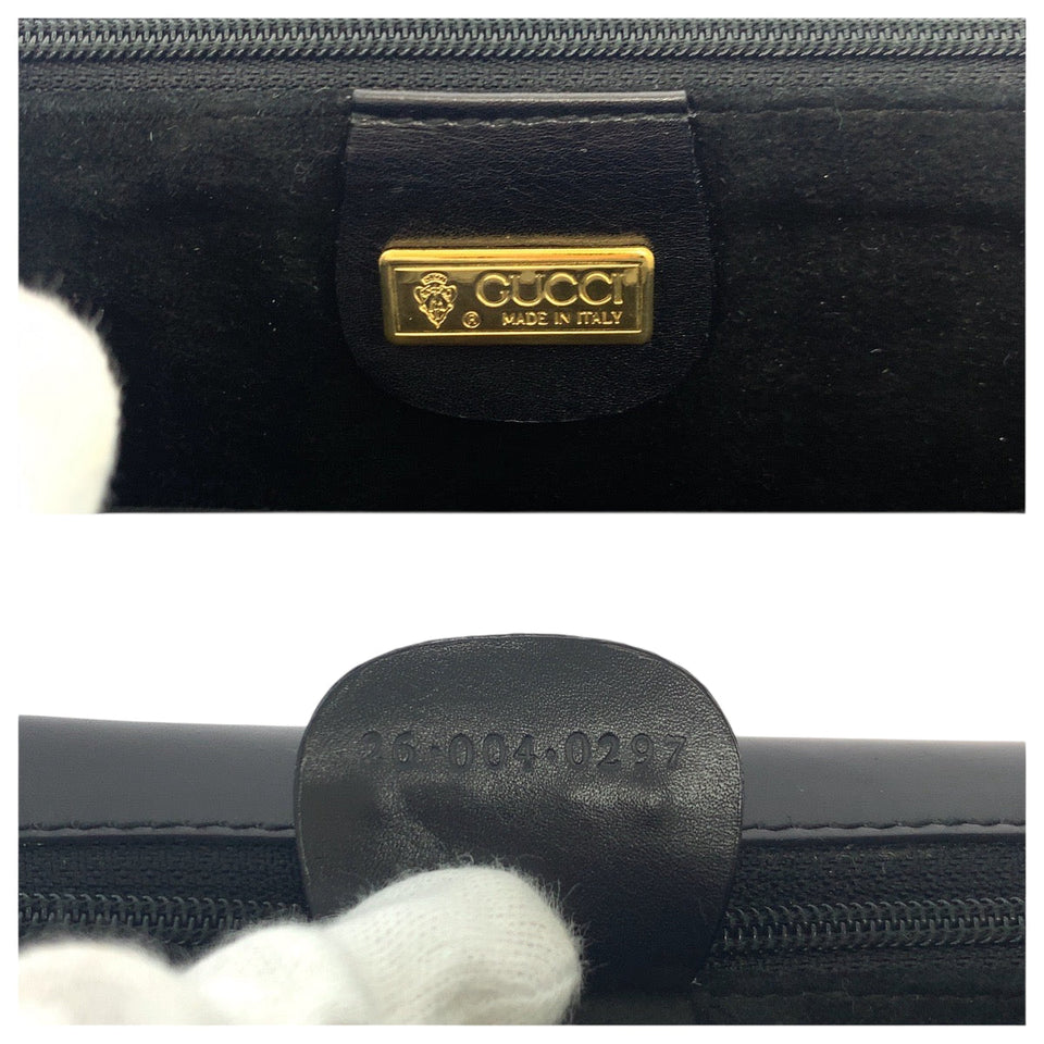 Gucci Shoulder Bag 26 004 0297 leather Black GoldMetal Shoulder Bag Clutch bag 2way Old Gucci Women