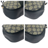 Gucci Shoulder Bag 66 02 024 GG Supreme Canvas Navy Gray Gold Metal Shoulder Bag pochette Old Gucci Shelly Line Women