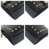 Gucci Shoulder Bag 432182 leather Black Gold Metal ChainShoulder Bag Pochette Studs Pearl Women