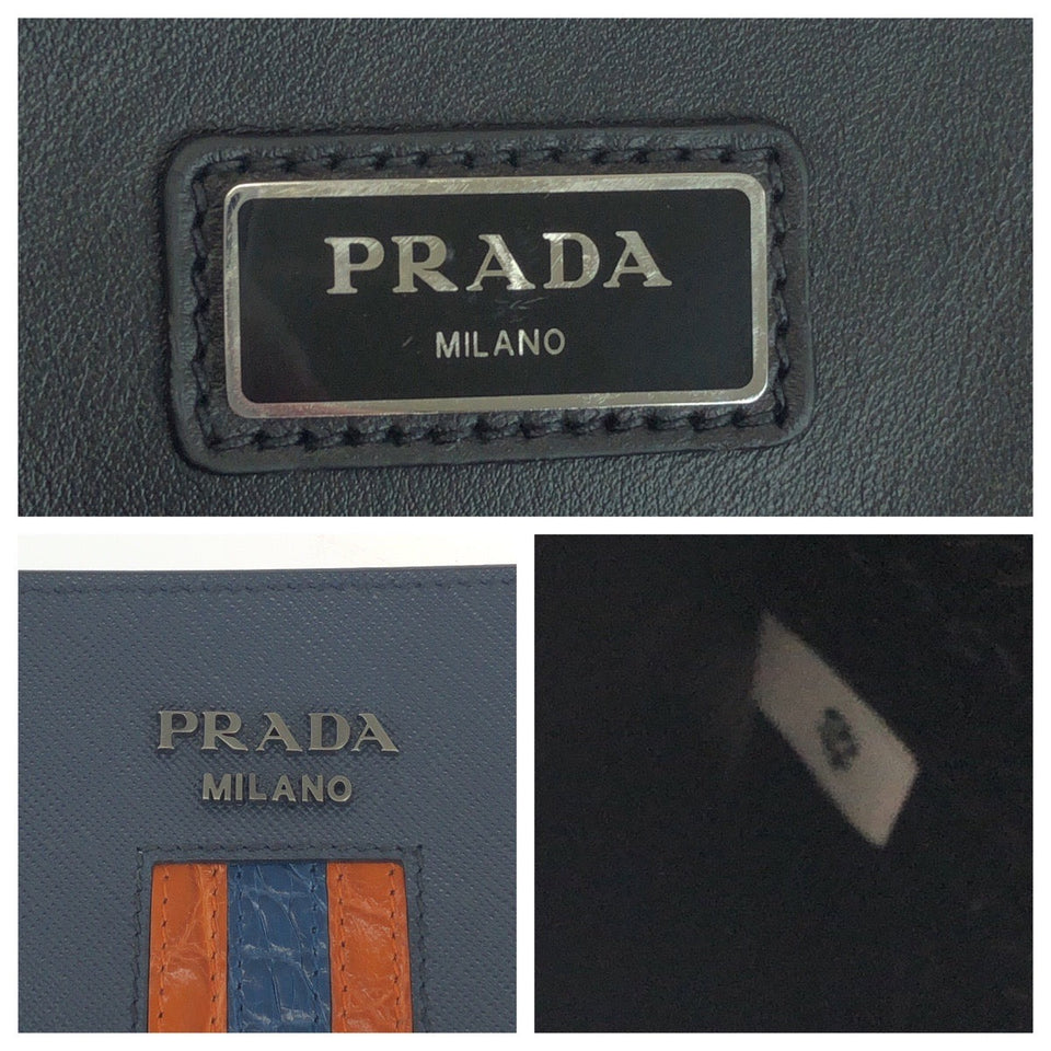 Prada 2VN003 Saffiano Crocodile Clutch Bag