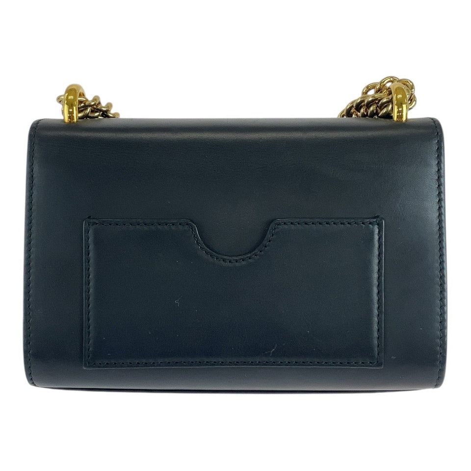 Gucci Shoulder Bag 409487 leather Black GoldMetal ChainShoulder Bag Padlock Women