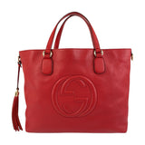Gucci Tote Bag 282303 leather Red Gold Metal Tote Bag handbag Soho Women