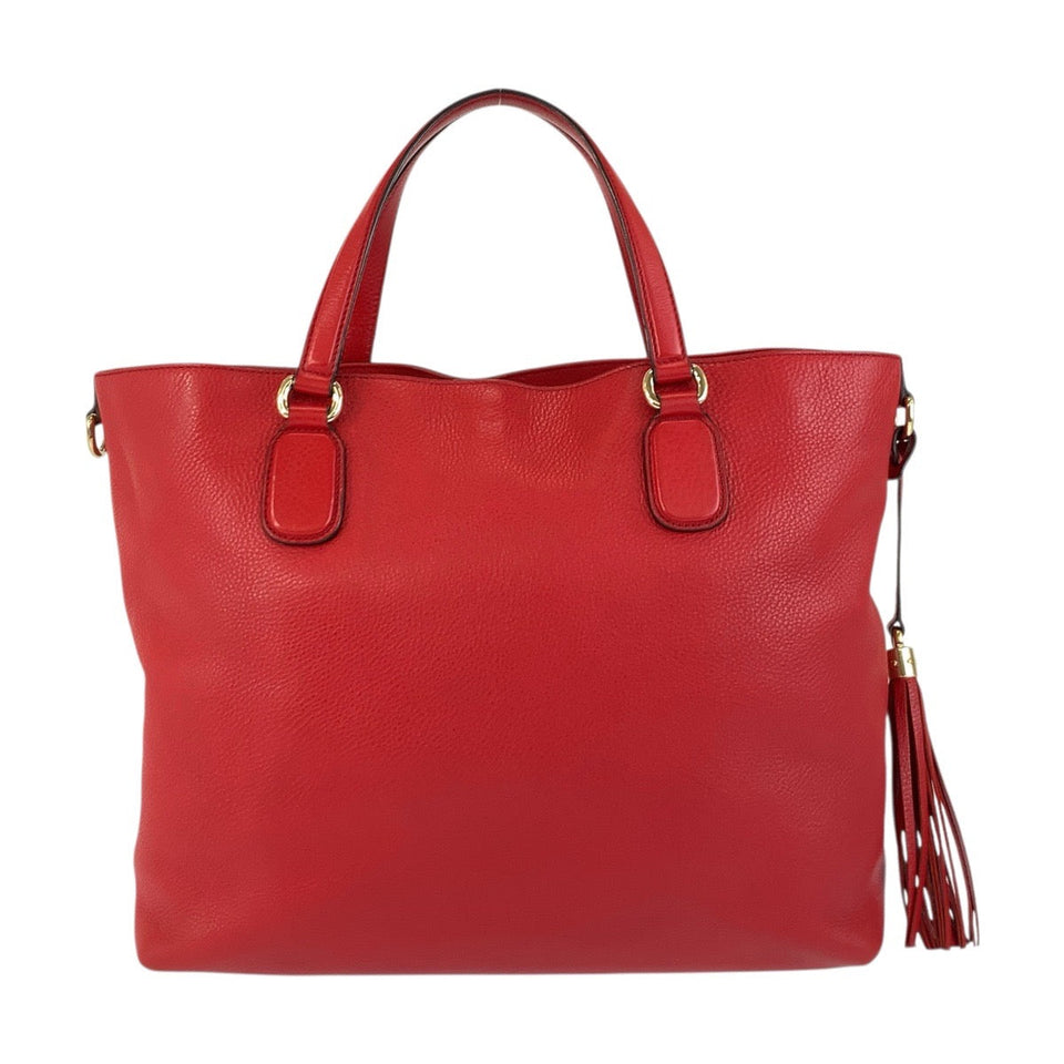 Gucci Tote Bag 282303 leather Red Gold Metal Tote Bag handbag Soho Women