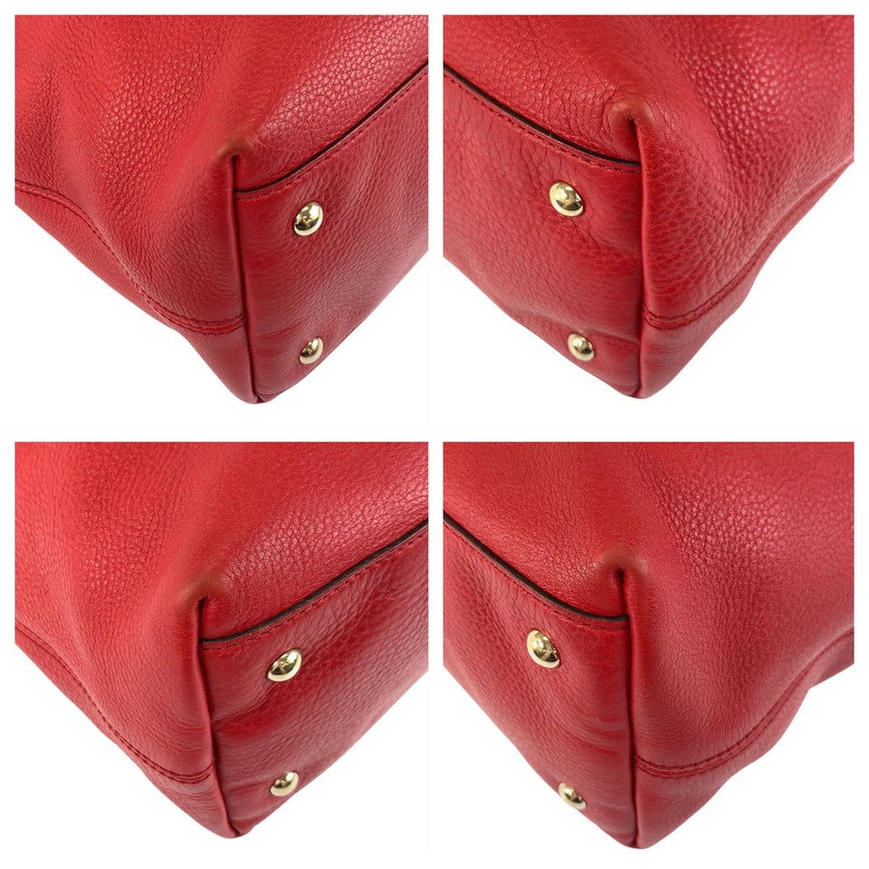 Gucci Tote Bag 282303 leather Red Gold Metal Tote Bag handbag Soho Women