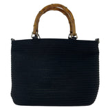 Gucci Tote Bag 000 1998 0540 Canvas, Leather Black Silver Metal Tote Bag handbag Bamboo Women