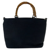 Gucci Tote Bag 000 1998 0540 Canvas, Leather Black Silver Metal Tote Bag handbag Bamboo Women