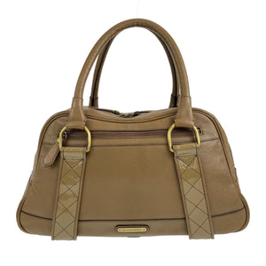 Burberry Handbag leather Khaki Brown Gold Metal Handbag Shoulder Bag Medium Check Pattern Women
