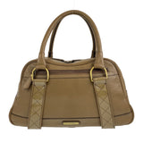 Burberry Handbag leather Khaki Brown Gold Metal Handbag Shoulder Bag Medium Check Pattern Women