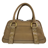 Burberry Handbag leather Khaki Brown Gold Metal Handbag Shoulder Bag Medium Check Pattern Women