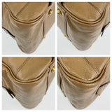 Burberry Handbag leather Khaki Brown Gold Metal Handbag Shoulder Bag Medium Check Pattern Women