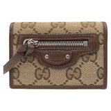 Gucci Tri-fold wallet GG canvas Brown SilverMetal Folding wallet Compact wallet Balenciaga Collaboration The Hacker Project Women