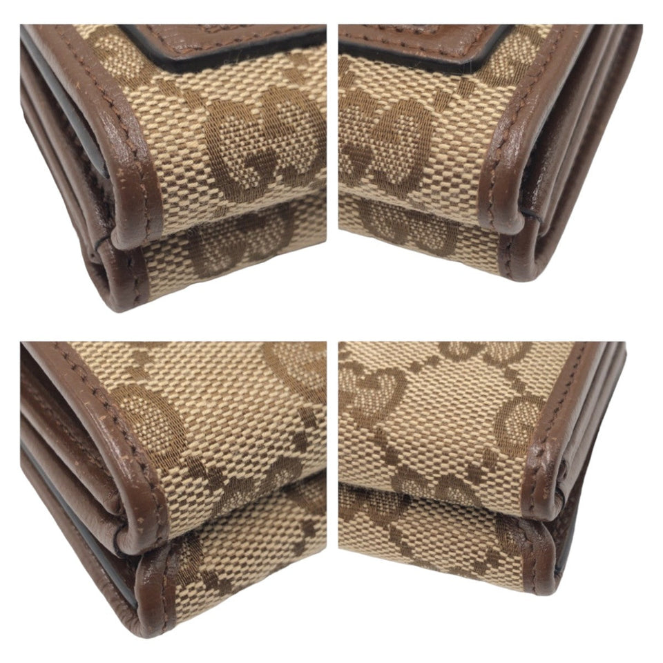Gucci Tri-fold wallet GG canvas Brown SilverMetal Folding wallet Compact wallet Balenciaga Collaboration The Hacker Project Women