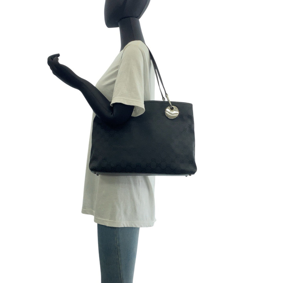 Gucci Tote Bag 120837 GG canvas, leather Black SilverMetal Tote Bag Shoulder Bag Women
