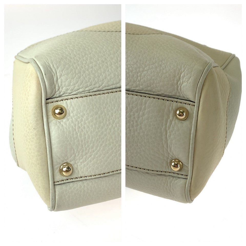 Gucci Shoulder Bag 308360 leather Ivory Brown Gold Metal Shoulder Bag Handbag 2way Bamboo Women