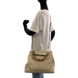 Gucci Shoulder Bag 308360 leather Ivory Brown Gold Metal Shoulder Bag Handbag 2way Bamboo Women