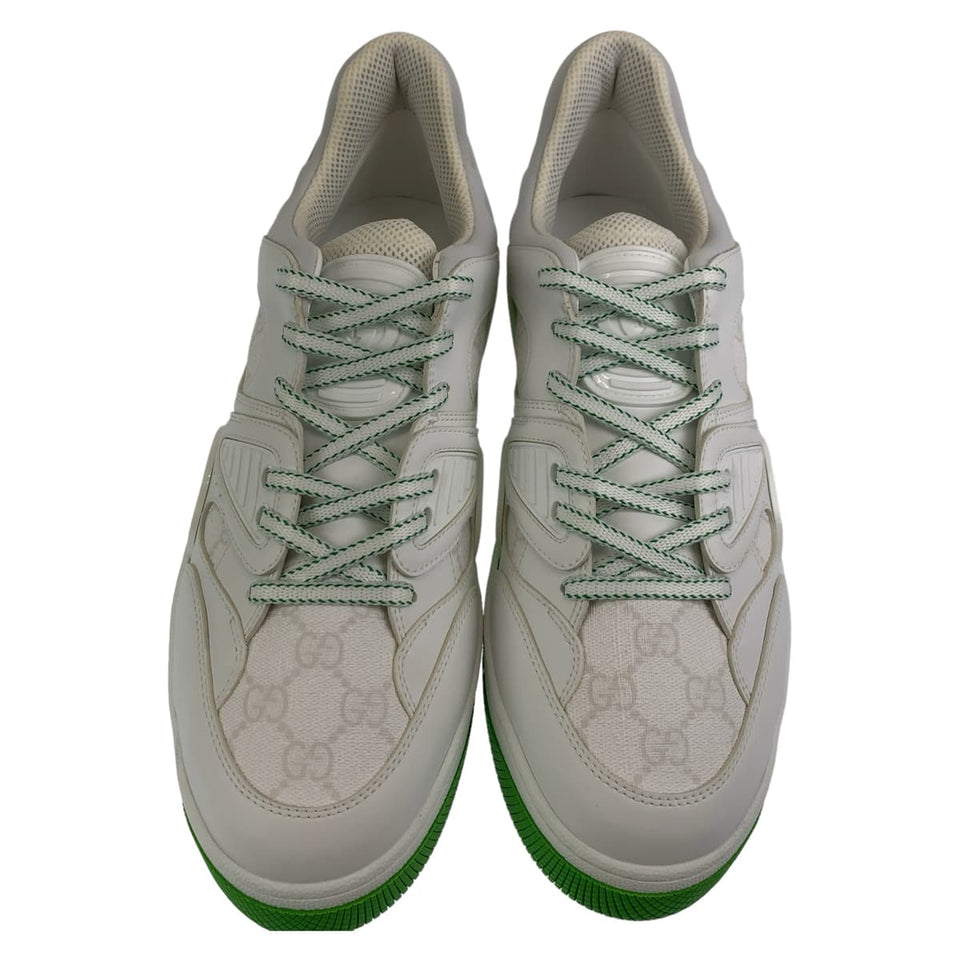 Gucci sneakers 700290 leather White green Sneakers basketball shoes Basket GG pattern mens 11
