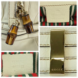Gucci Handbag 159398 leather White GoldMetal Handbag Shoulder Bag Bamboo Horsebit Women