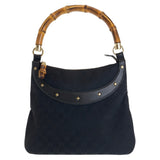 Gucci Shoulder Bag 137379 GG canvas, leather Black GoldMetal Shoulder Bag handbag Bamboo GG pattern Women