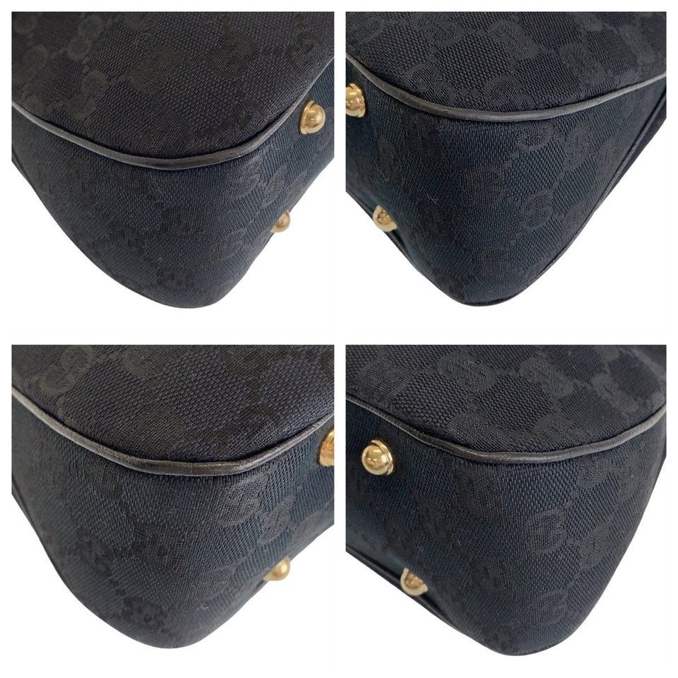 Gucci Shoulder Bag 137379 GG canvas, leather Black GoldMetal Shoulder Bag handbag Bamboo GG pattern Women