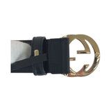 Gucci belt 370543 leather Black GoldMetal Belts Unisex Interlocking mens(Unisex) 30