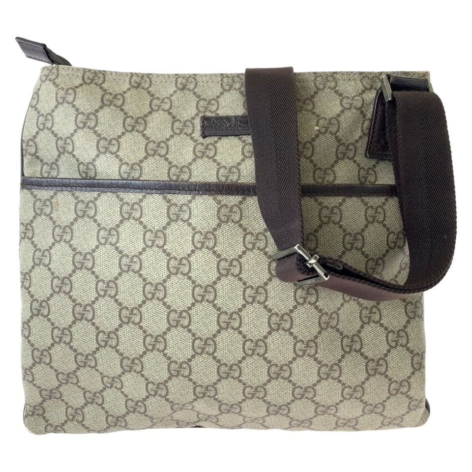 Gucci Shoulder Bag 141626 GG Supreme Canvas Beige Brown SilverMetal Shoulder Bag Messenger bag Women(Unisex)