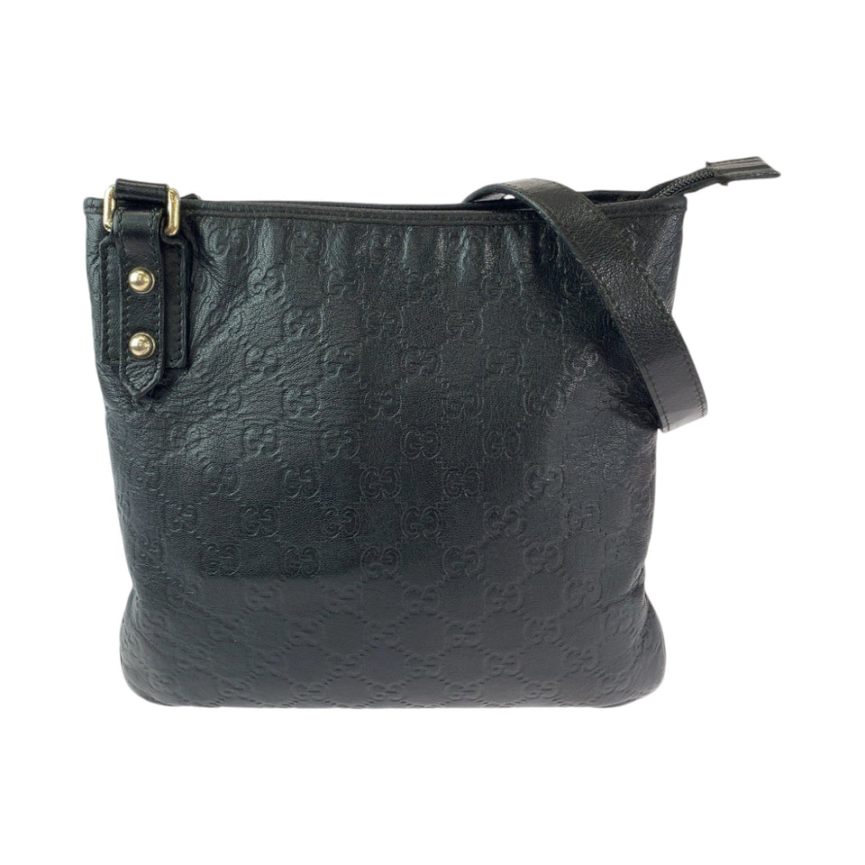 Gucci Shoulder Bag 239347 leather Black SilverMetal Shoulder Bag pochette Guccisima Women(Unisex)