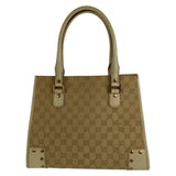 Gucci Tote Bag 214397 Canvas, Leather Beige Ivory Gold Metal Tote Bag Shoulder Bag GG canvas Women