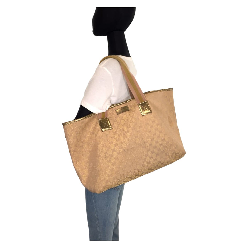 Gucci Tote Bag 267474 001013 GG canvas Beige gold Tote Bag Shoulder Bag Women