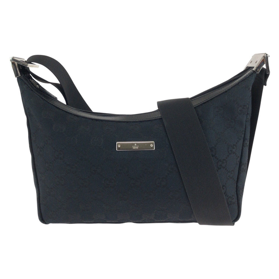 Gucci Shoulder Bag 019 0433 GG canvas Black SilverMetal Shoulder Bag pochette Women