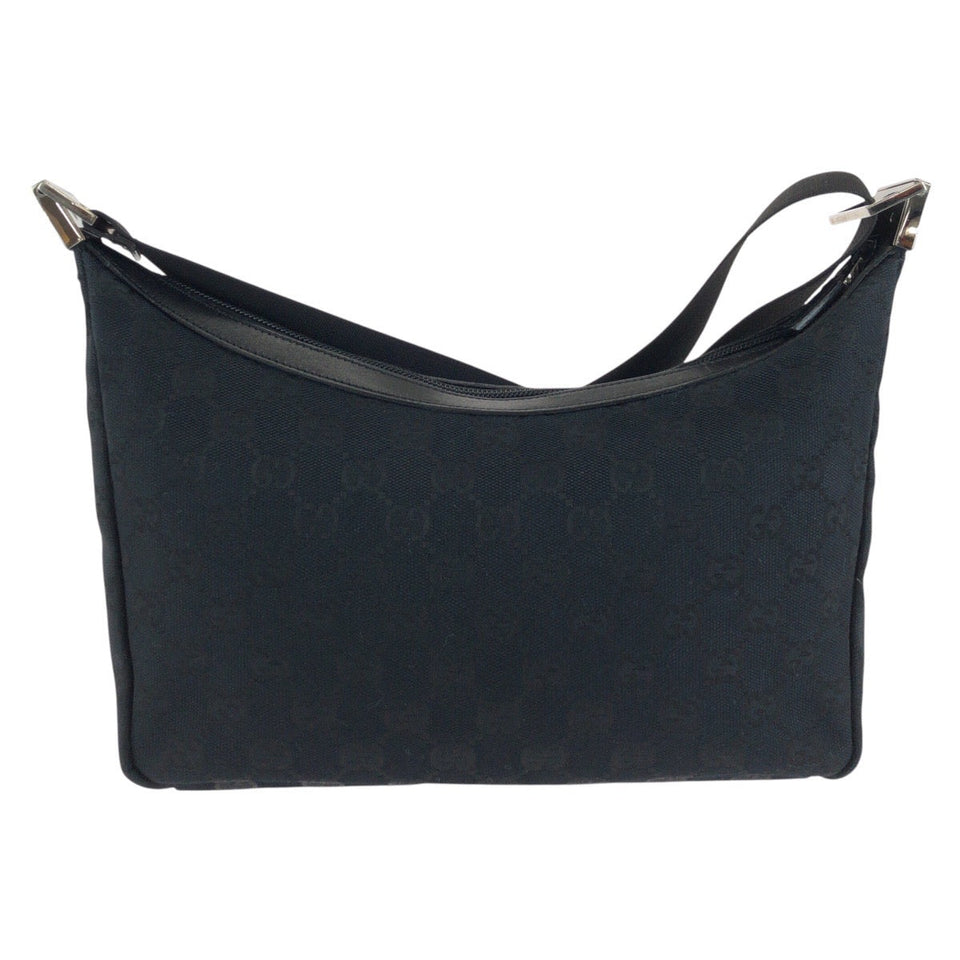 Gucci Shoulder Bag 019 0433 GG canvas Black SilverMetal Shoulder Bag pochette Women