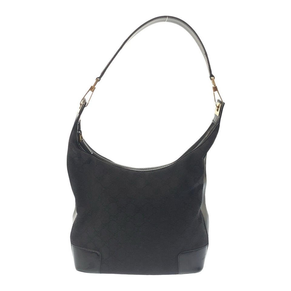 Gucci Shoulder Bag GG canvas Black GoldMetal Shoulder Bag Hobo Women