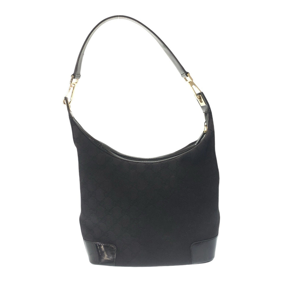 Gucci Shoulder Bag GG canvas Black GoldMetal Shoulder Bag Hobo Women