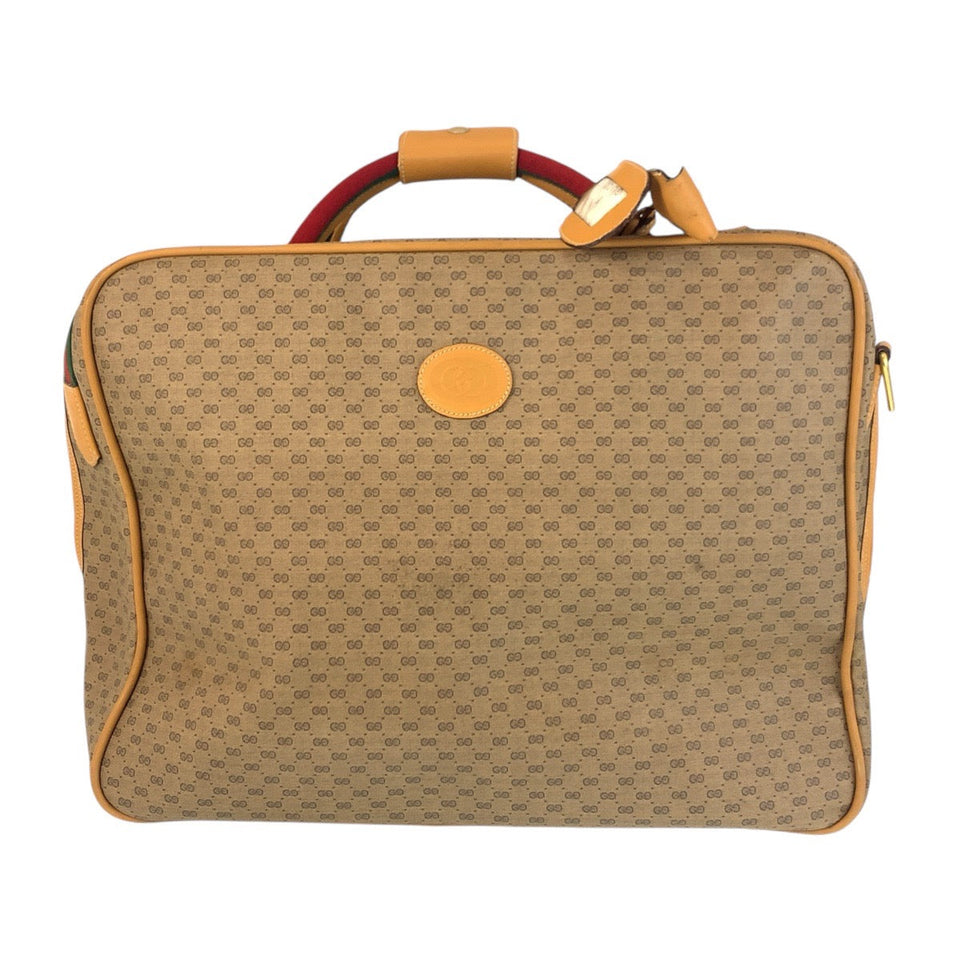 Gucci Boston Duffel bag GG canvas Beige Multicolor Gold Metal Boston Duffel bag Handbag Travel bag Duffle bag Unisex Old Gucci Shelly Line Micro GG Women(Unisex)