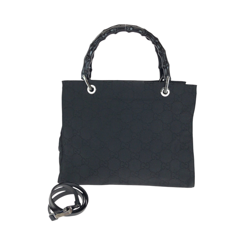 Gucci Tote Bag 002 1015 GG canvas Black SilverMetal Tote Bag handbag Bamboo Women