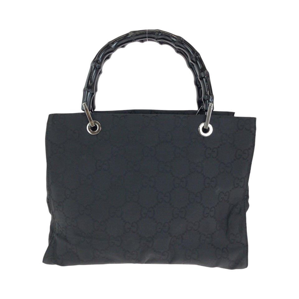 Gucci Tote Bag 002 1015 GG canvas Black SilverMetal Tote Bag handbag Bamboo Women