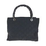 Gucci Tote Bag 002 1015 GG canvas Black SilverMetal Tote Bag handbag Bamboo Women