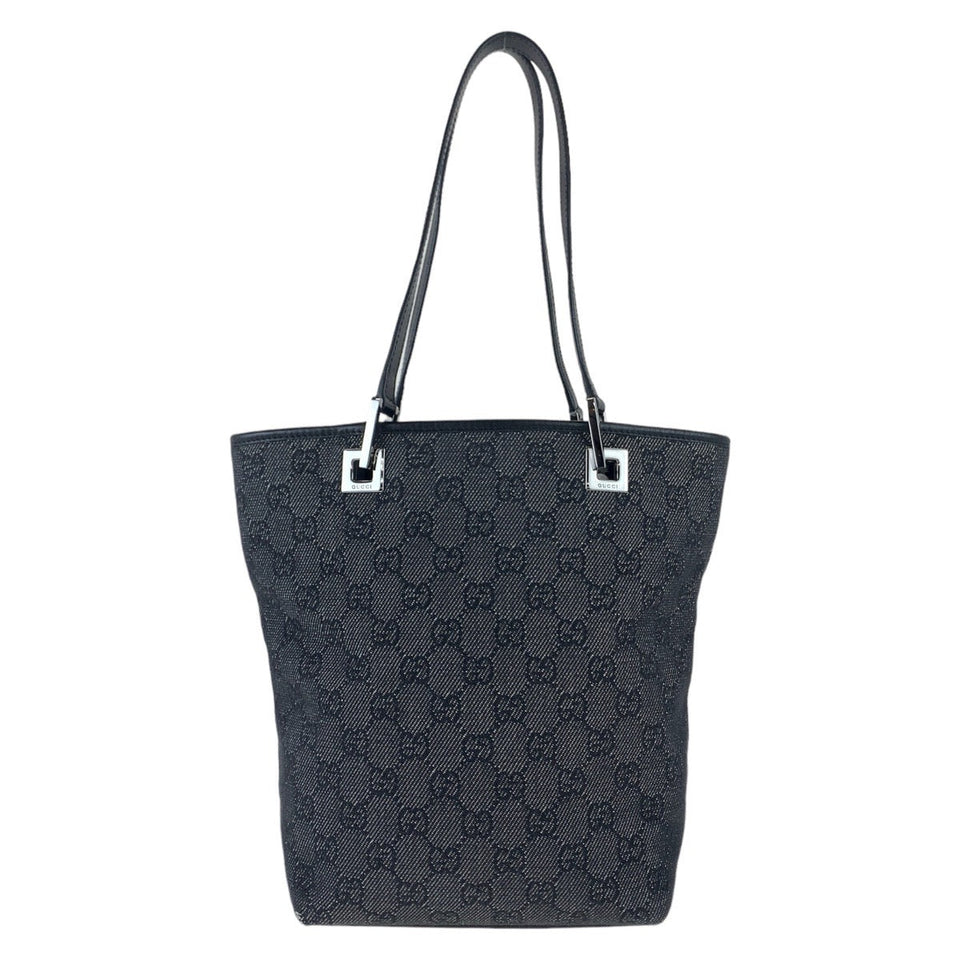 Gucci Tote Bag 31244 GG canvas Black Silver Metal Tote Bag Shoulder Bag GG pattern Women